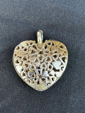 Puffed Hearts Silver tone hollow Pendant Romantic Gothic Renaissance Fairy